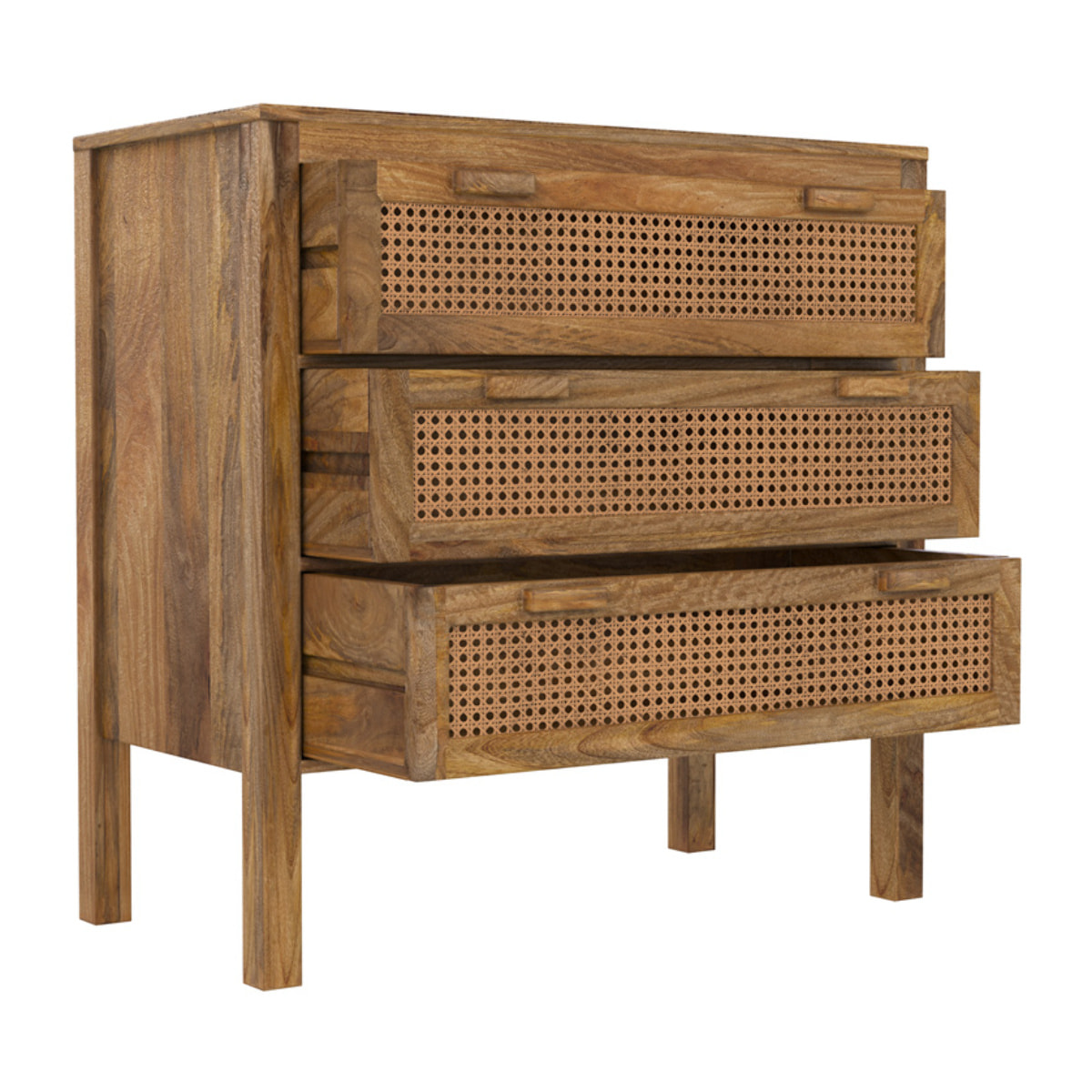 Commode en cannages et bois 3 tiroirs - Tiki