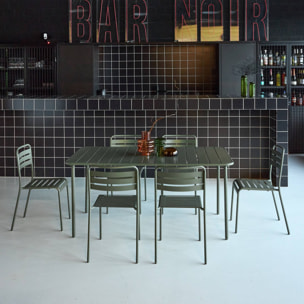 Table de jardin métal + 6 assises AMÉLIA