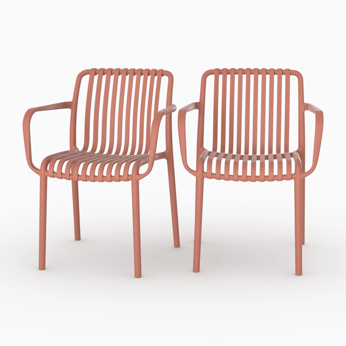 Lot de 2 chaises de jardin empilables en plastique terracotta - Ivy