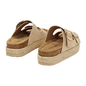 Sandalia anatómica beige tacón 4,5 cm