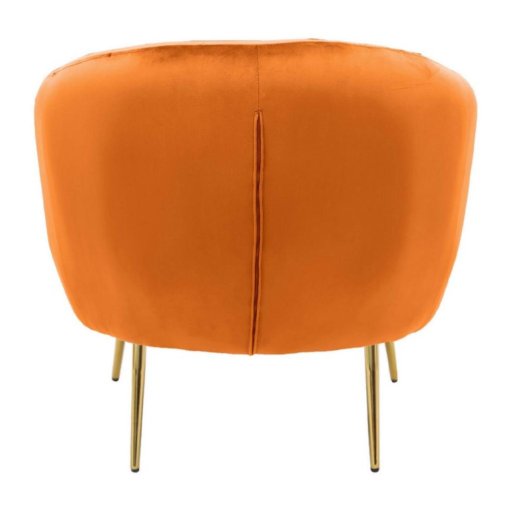 Poltrona design da salotto luxury in velluto arancio