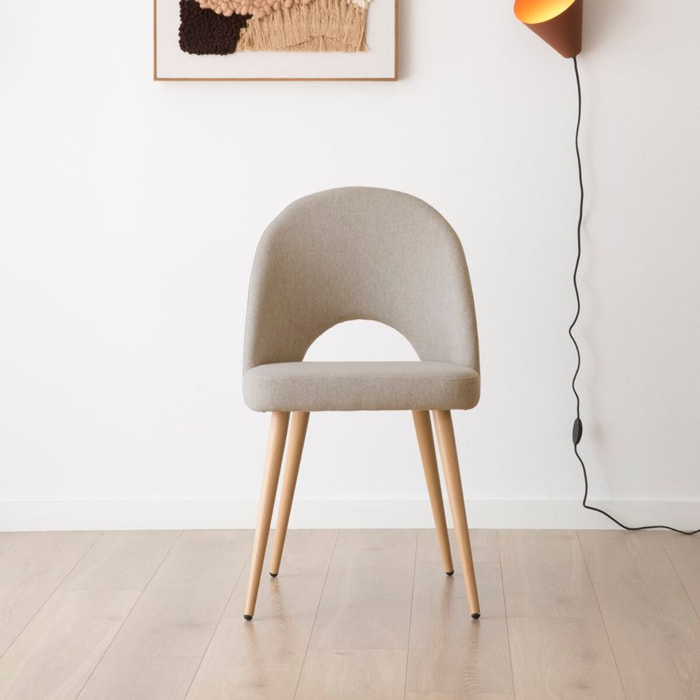 Chaise rembourrée Onna -tissu et bois-couleur beige 52 x 85 x 59 cm