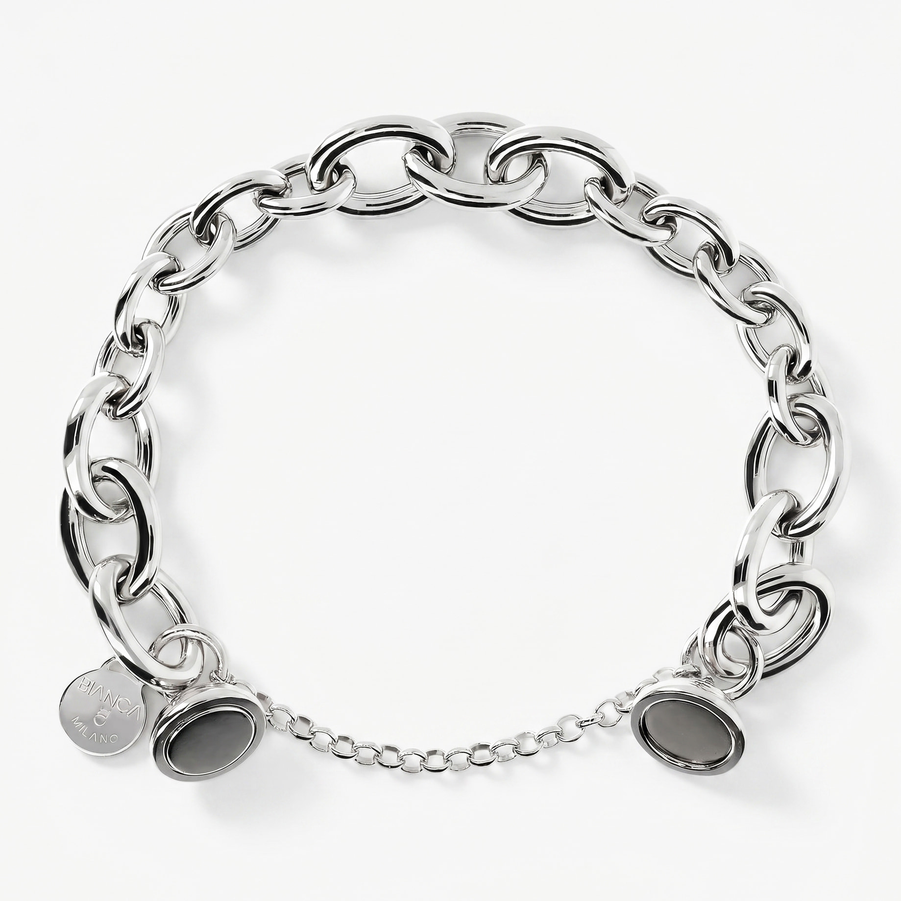 Bracciale con Catena Rolo Maxi Maglie in Argento 925 placcato Platino