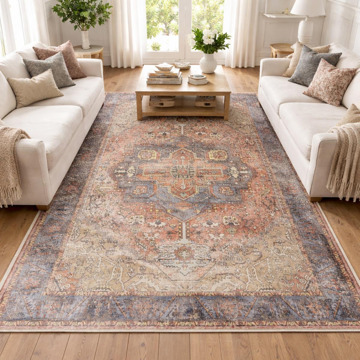 Tapis salon kilim motif oriental, ORIA, tissée et chaleureuse