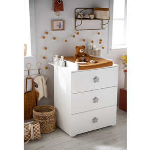 Chambre complète bébé avec lit 120x60cm et commode à langer 3 tiroirs