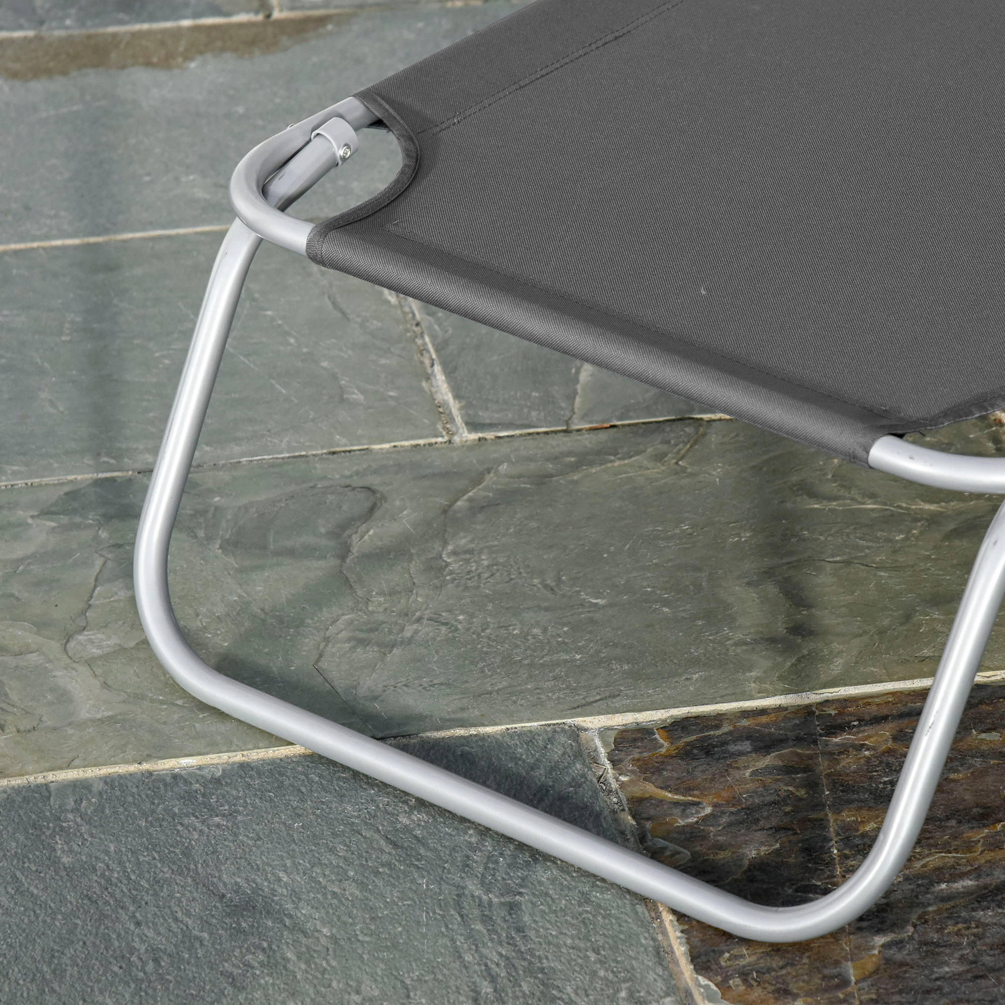 Tumbona Plegable Tumbona de Jardín con Respaldo Ajustable en 5 Posiciones Carga 120 kg para Terraza Piscina Playa 187x55x24 cm Gris