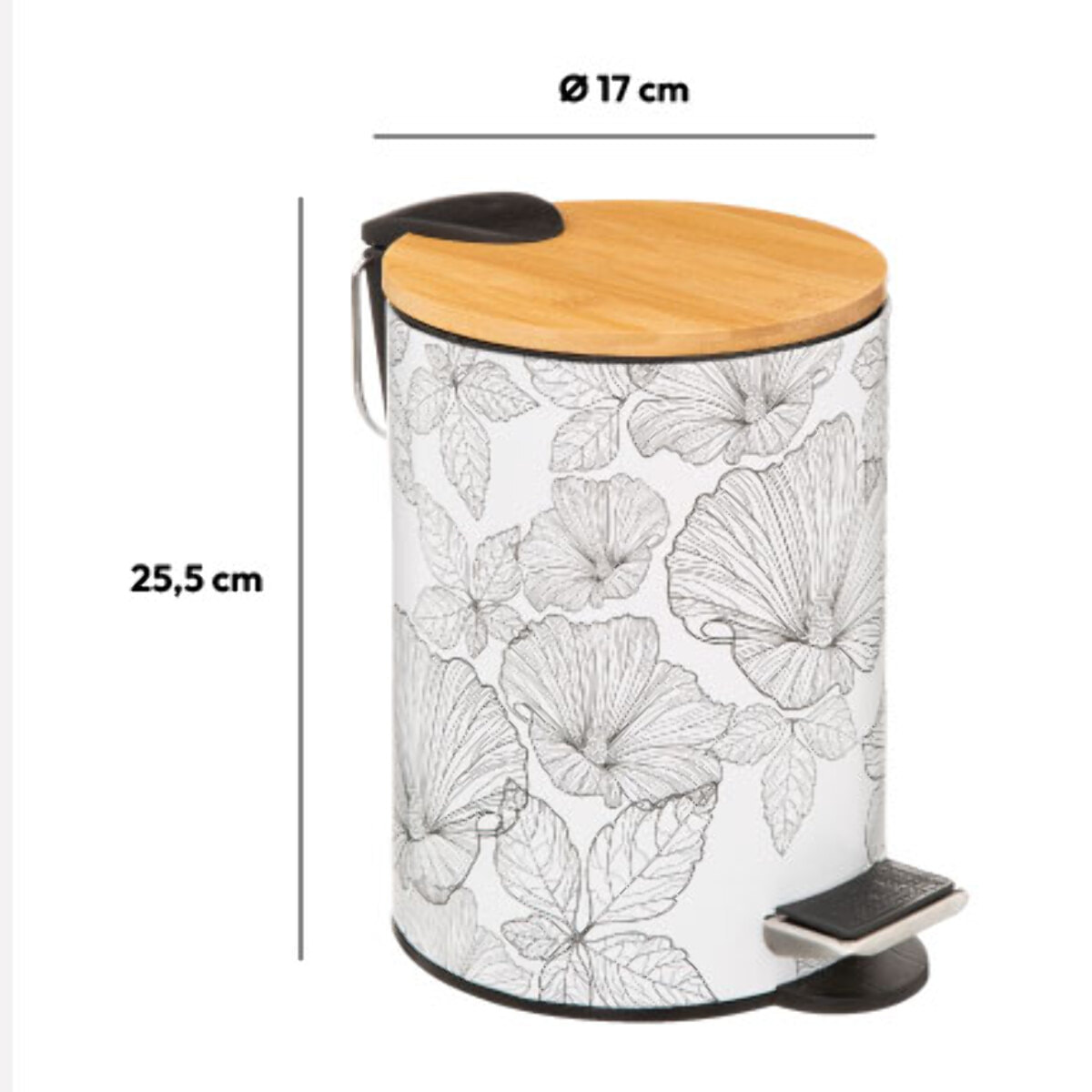 Poubelle Soft close 3L Noir et Blanc BlackFlora