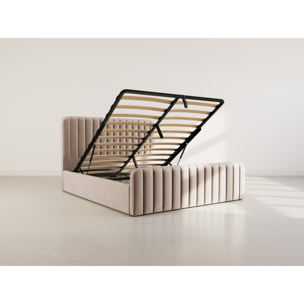 Alice - lit coffre - 160x200 cm - en velours - Taupe
