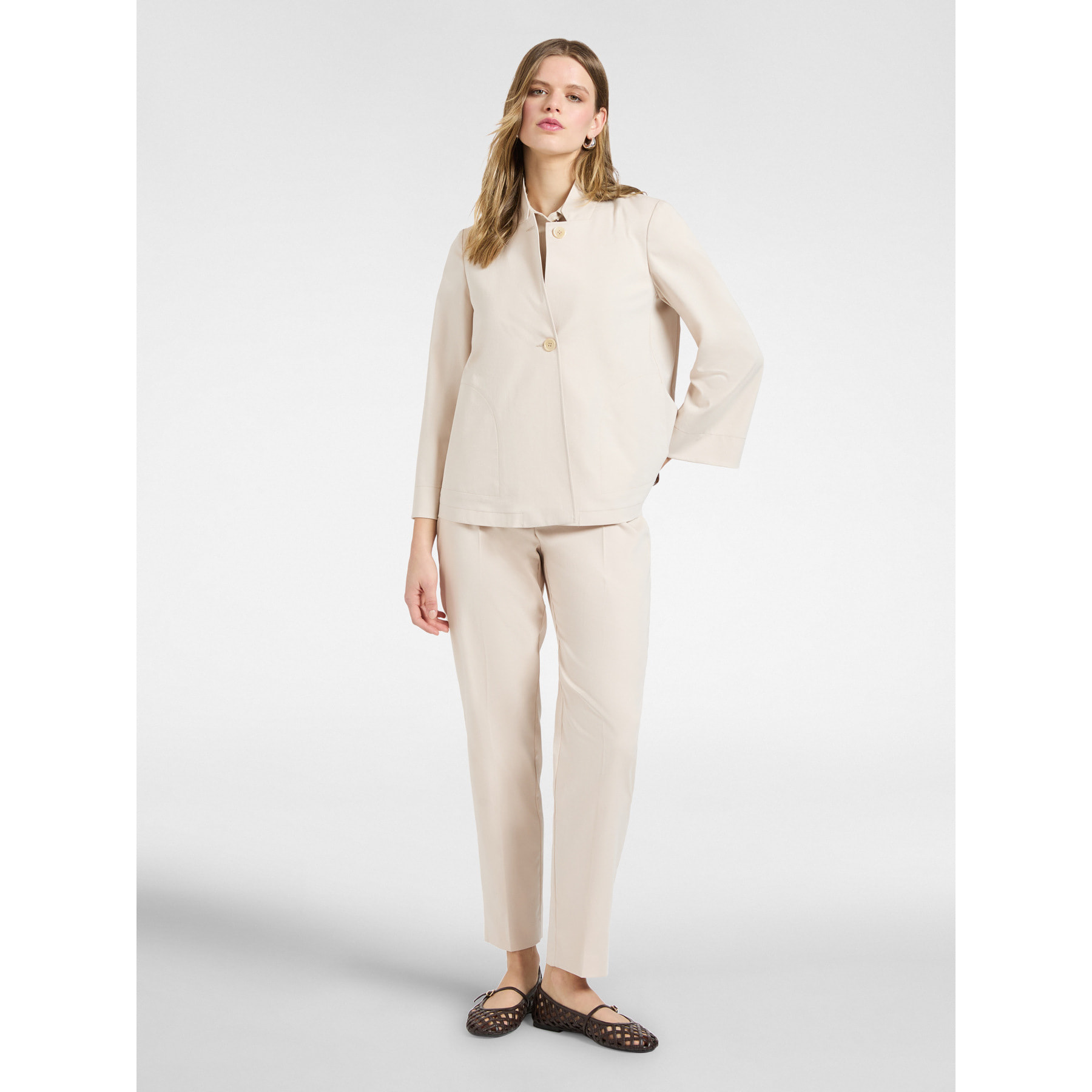 Elena Mirò - Pantalones rectos en raso stretch - Beige