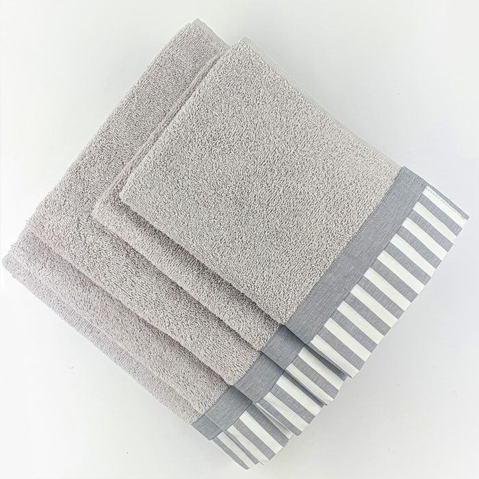 Set Spugna AMALFI 5 Pezzi: 2 Viso+2 Ospite + 1 Telo Bagno - 450 gr/m² - 100% Puro Cotone