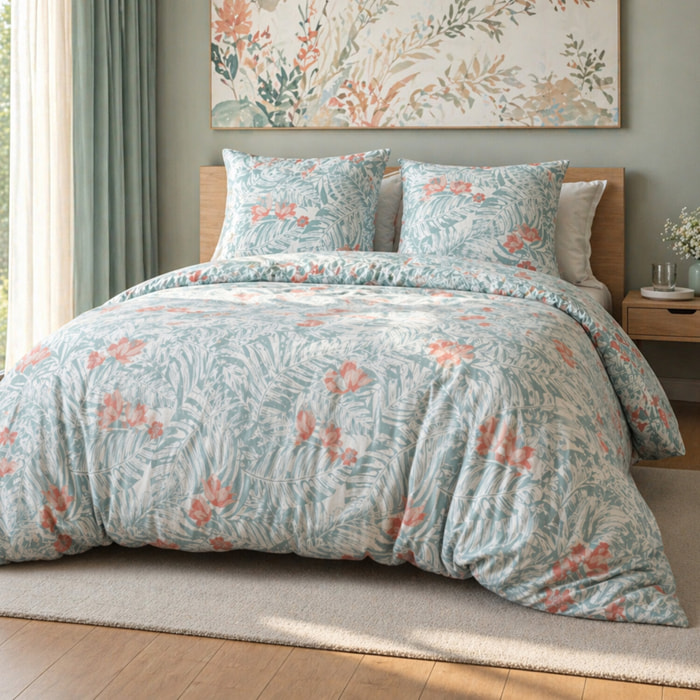 Parure housse de couette 100% microfibre motif floral - maonav