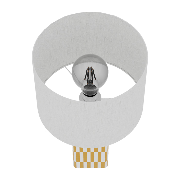 Lampe à poser Manet – céramique jaune et lin naturel