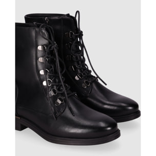 Botines de Piel Sintética - Negro - Tacón: 3 cm