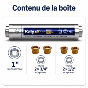 Alternative adoucisseur d'eau KalyxX Blue Line 1"+3/4"+1/2" (IPSKXFRBBG11234)