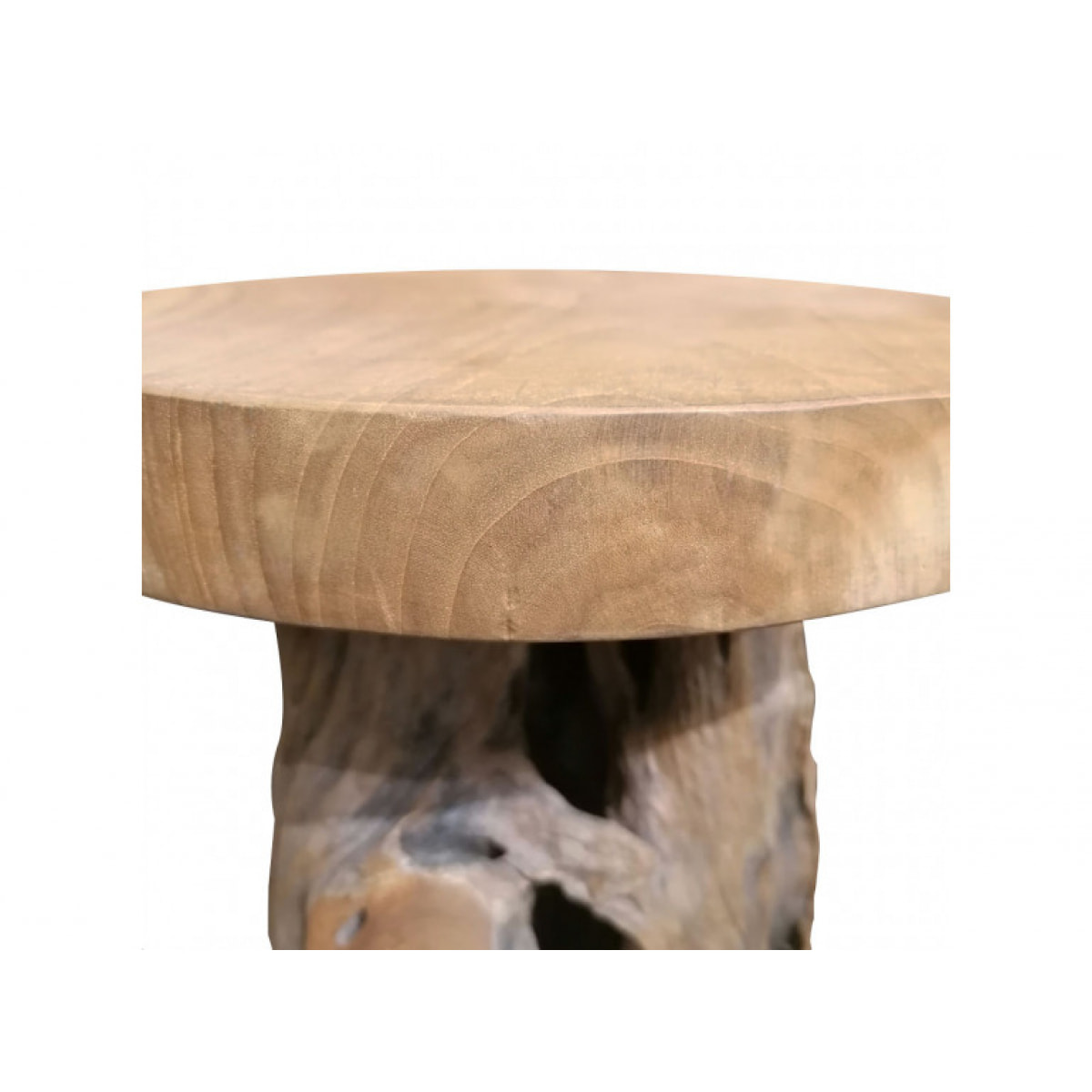 Tabouret en bois de teck avec piètement racine - BRUL