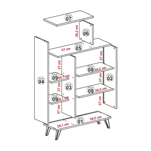 Credenza Dgiavard, Buffet da soggiorno, Madia da salotto, Dispensa da cucina, 90x32h132 cm, Bianco