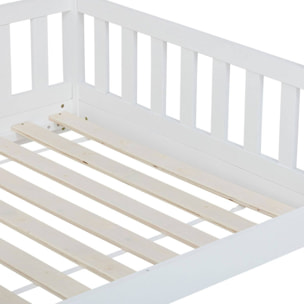 Cama infantil modelo cabaña de pino lacada en blanco 90x190cm