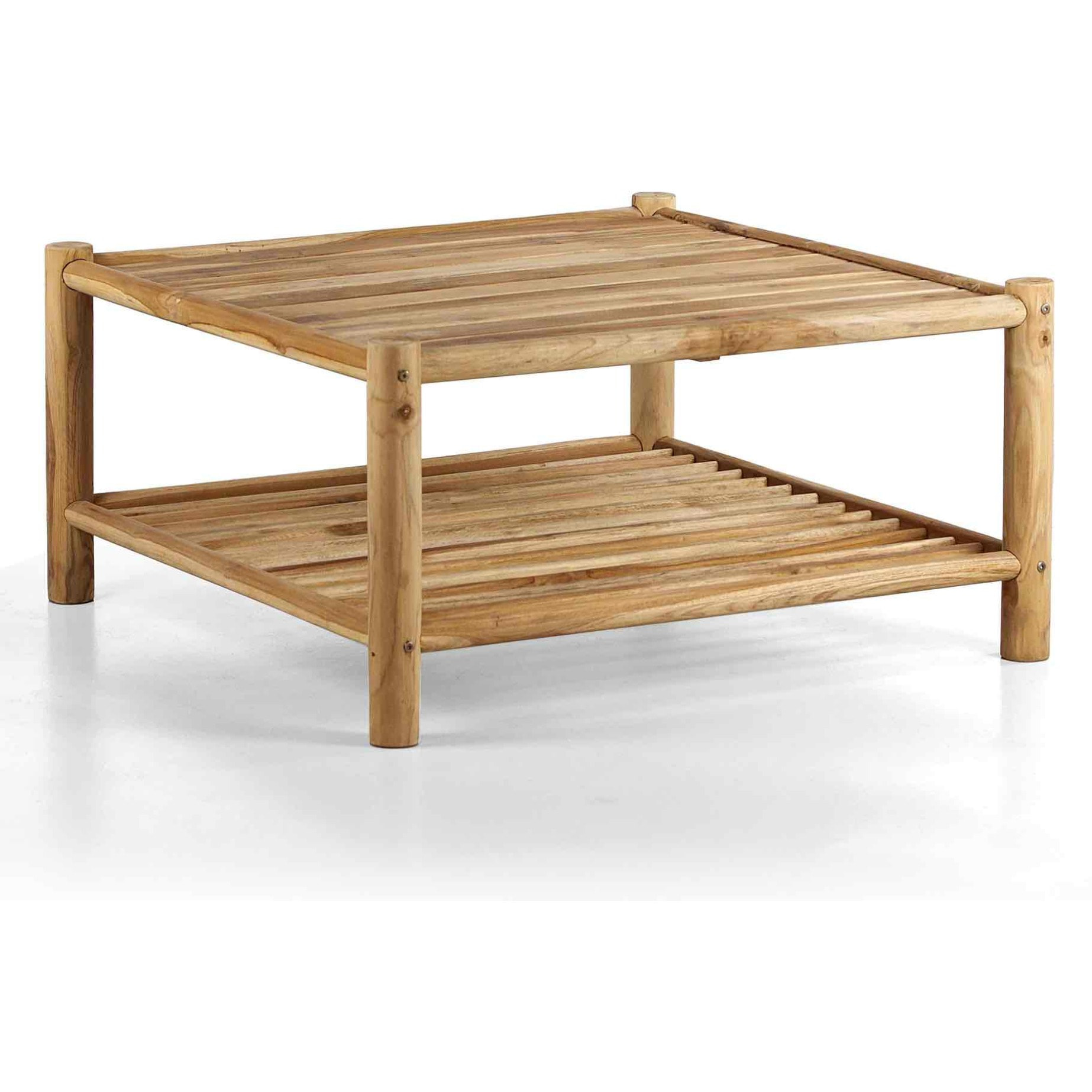 Tavolino basso da giardino quadrato 90x90cm in teak - Shein