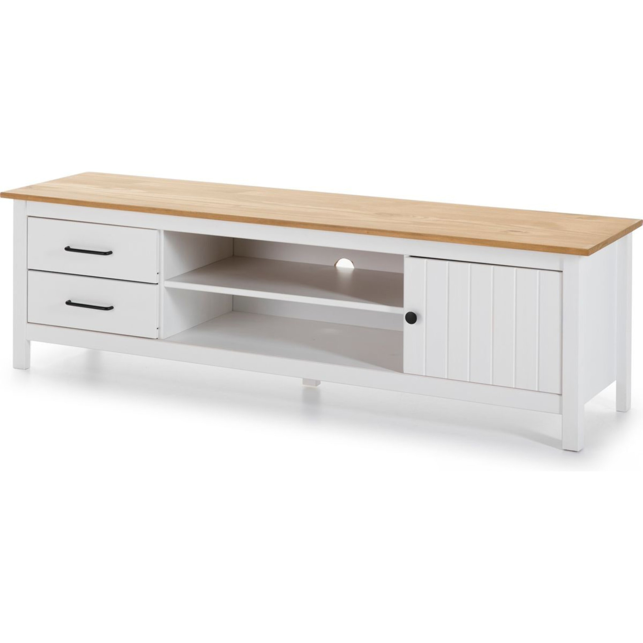Meuble TV 1 porte 2 tiroirs en bois massif - IDA