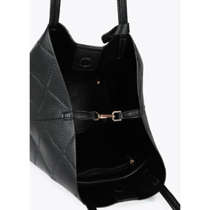 Shopper effetto pelle monogramma con logo ovale pendente