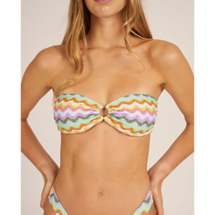 Top de bikini en forma bandeau con aro y estampado zigzag