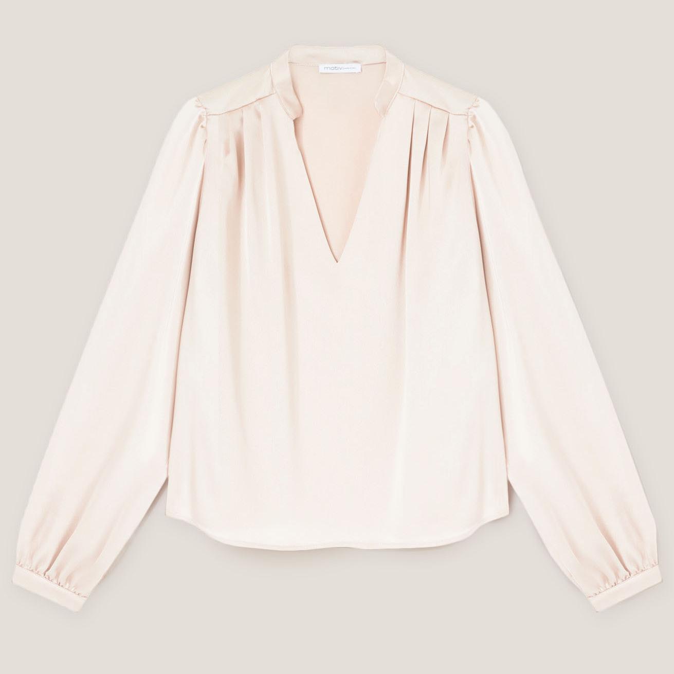 Motivi - Blusa in raso con pieghe - Beige