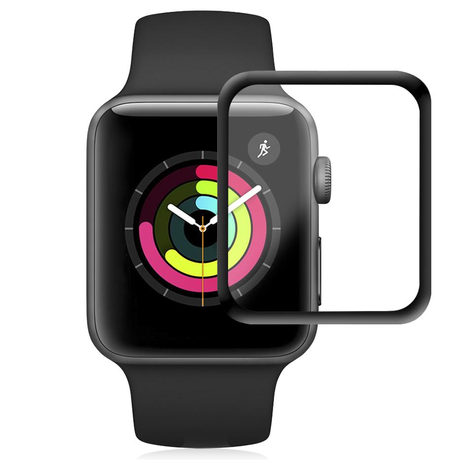 Pellicola salvaschermo in vetro temperato con bordo curvo colorato per Apple Watch 42 mm (serie 1, 2 e 3)