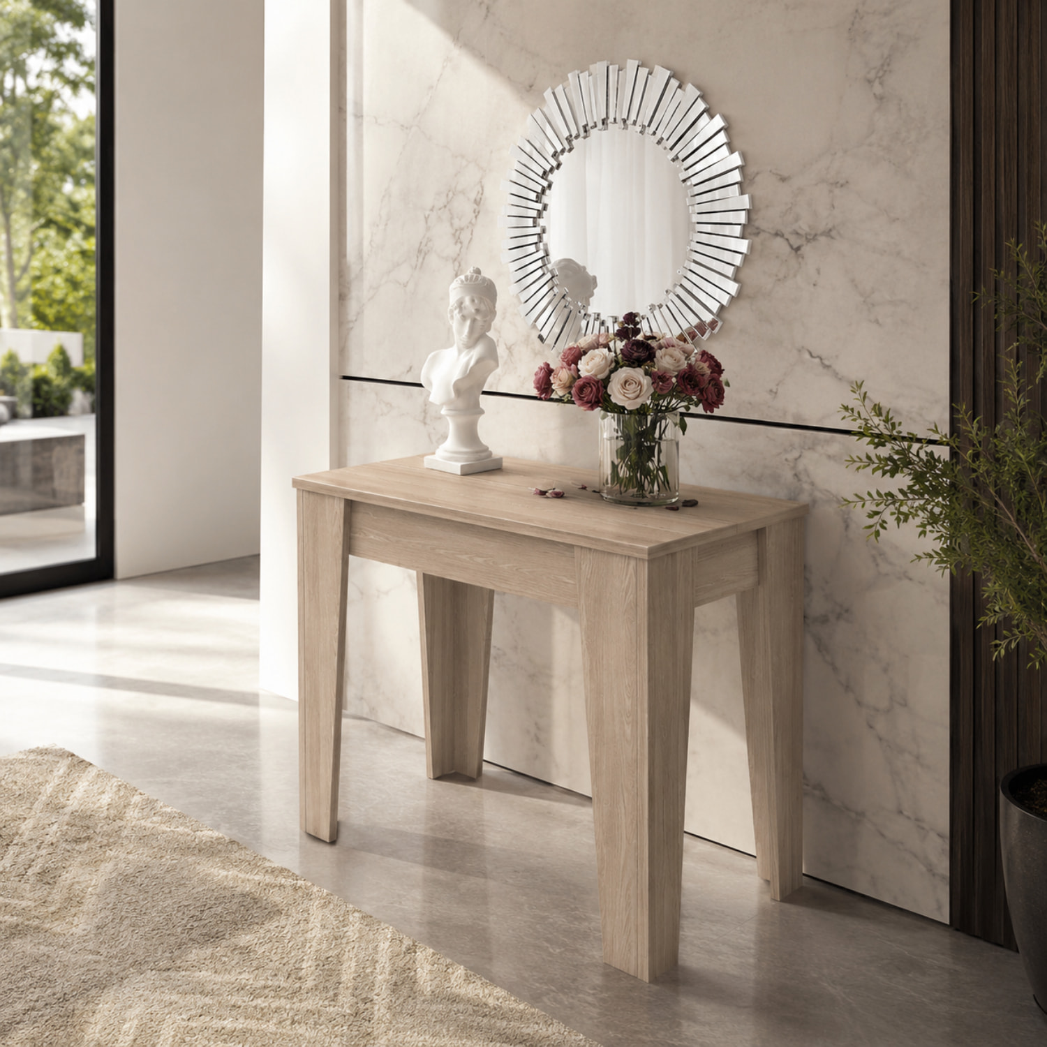 Consolle Allungabile Moderna Tavolo Estensibile Da 54 A 306 cm 6 Allunghe 14 posti Salvaspazio Design Soggiorno Salotto Cucina Ingresso Rovere