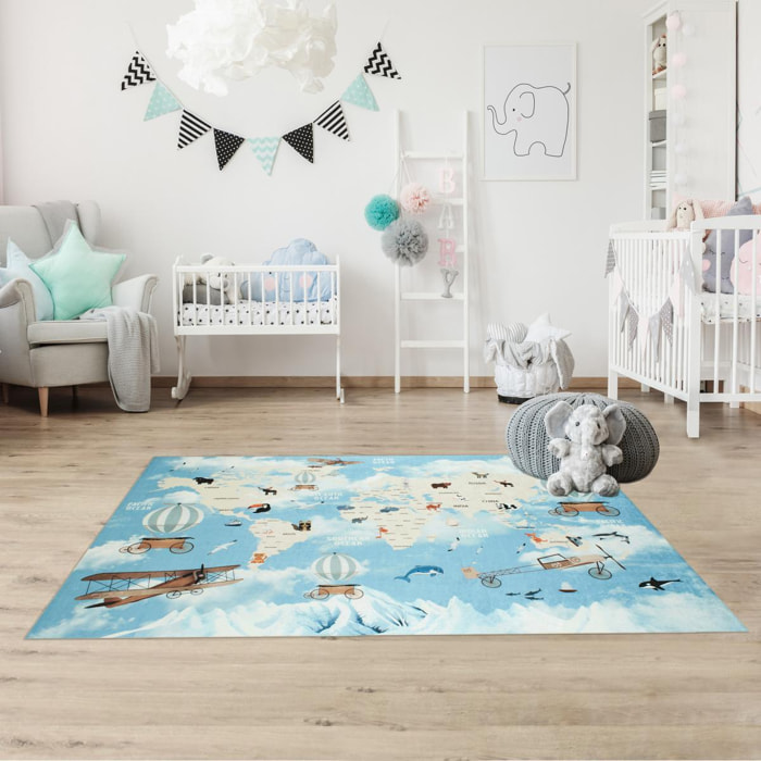 Tapis enfant tissé motif fresque CUBO