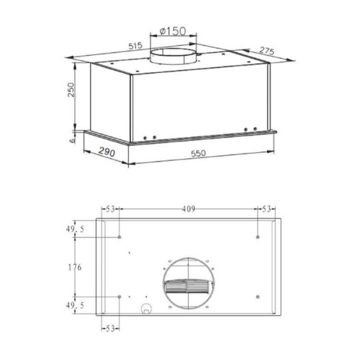Hotte encastrable AIRLUX AHGG55BK Contrôle par geste