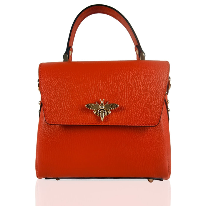 Borse Donna colore Arancio-in pelle Made in Italy 22x22x12cm