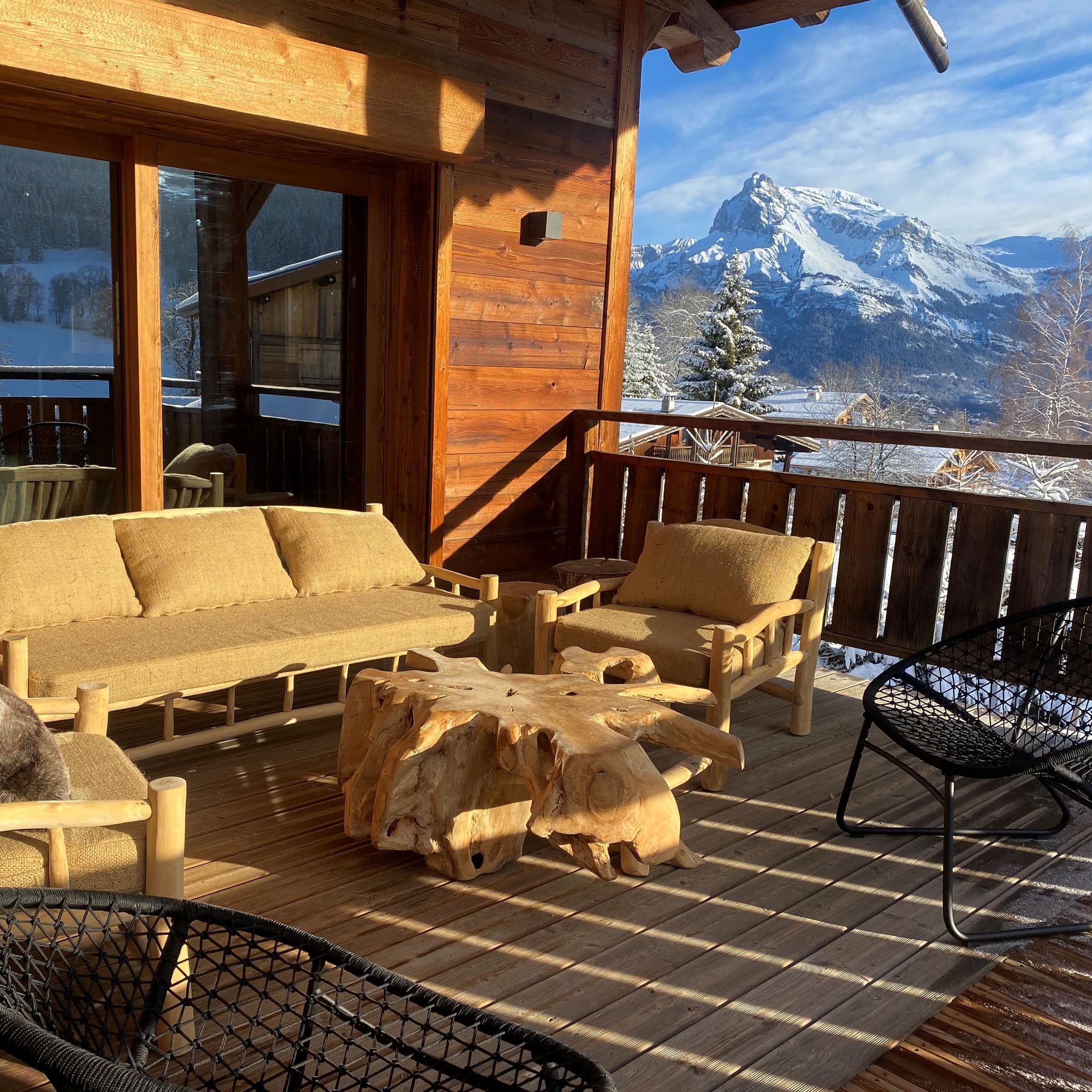 Table basse extérieure en racine de teck massif 100cm KALIMAN