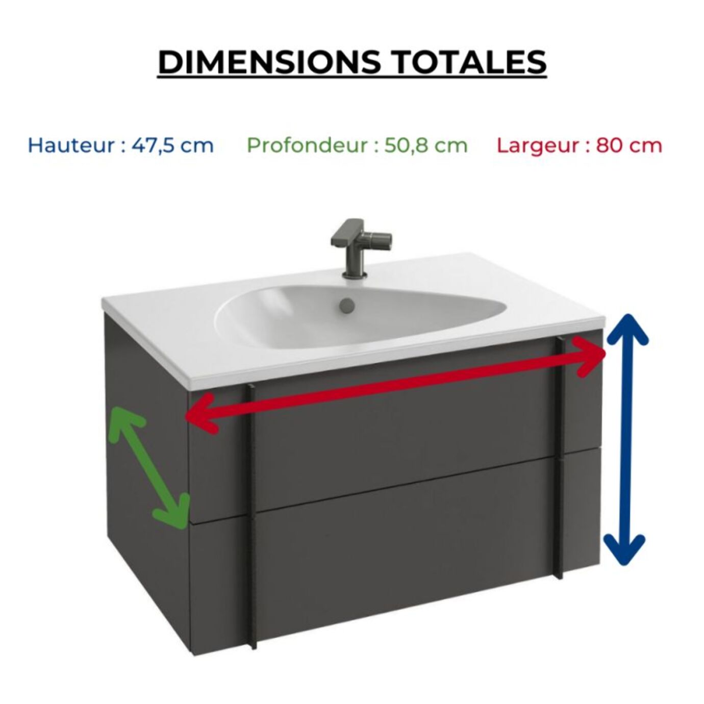 Meuble vasque Nouvelle Vague gris brillant
