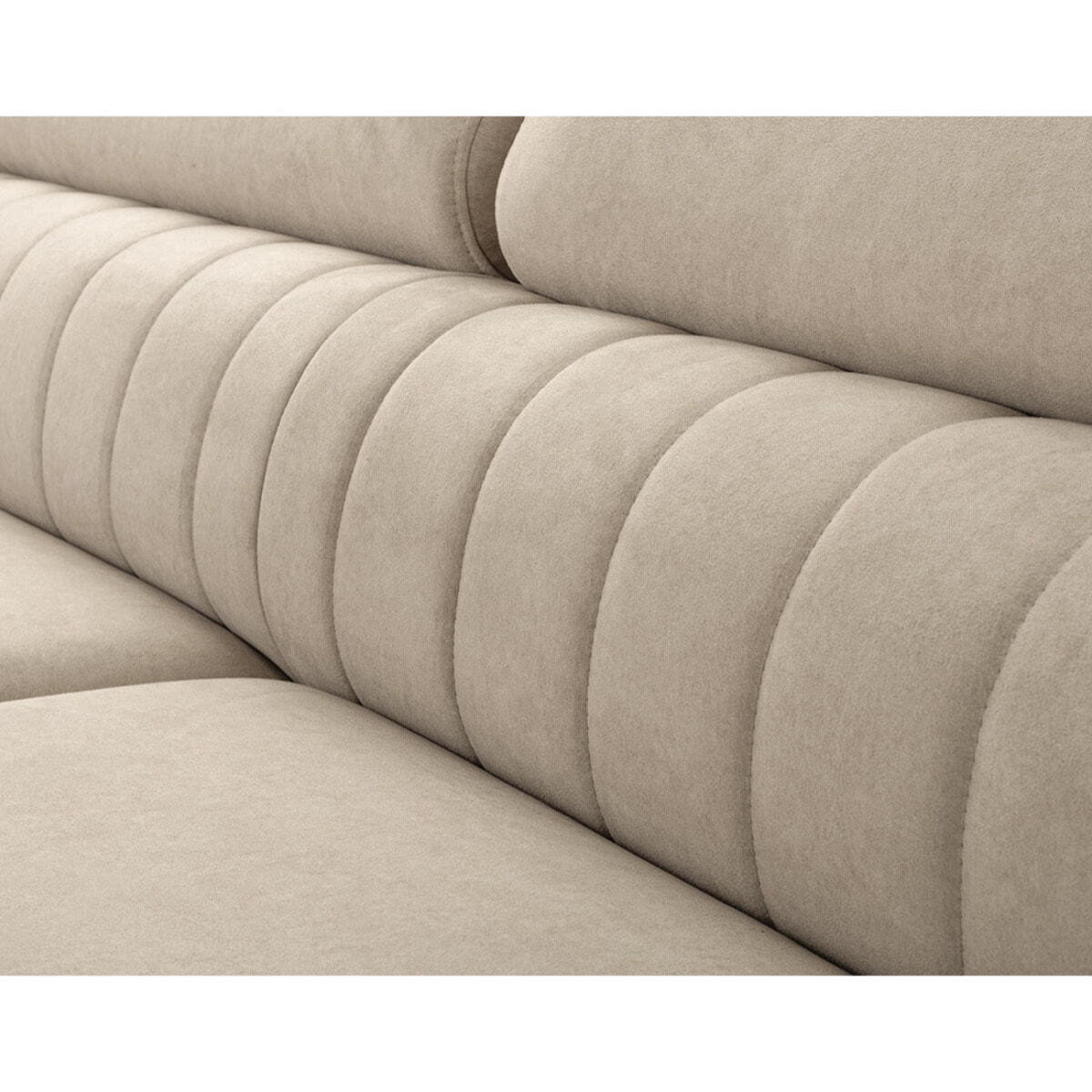 Aneta - canapé d'angle gauche 5 places - convertible avec coffre et têtières - en velours - Beige