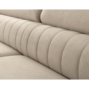 Aneta - canapé d'angle gauche 5 places - convertible avec coffre et têtières - en velours - Beige