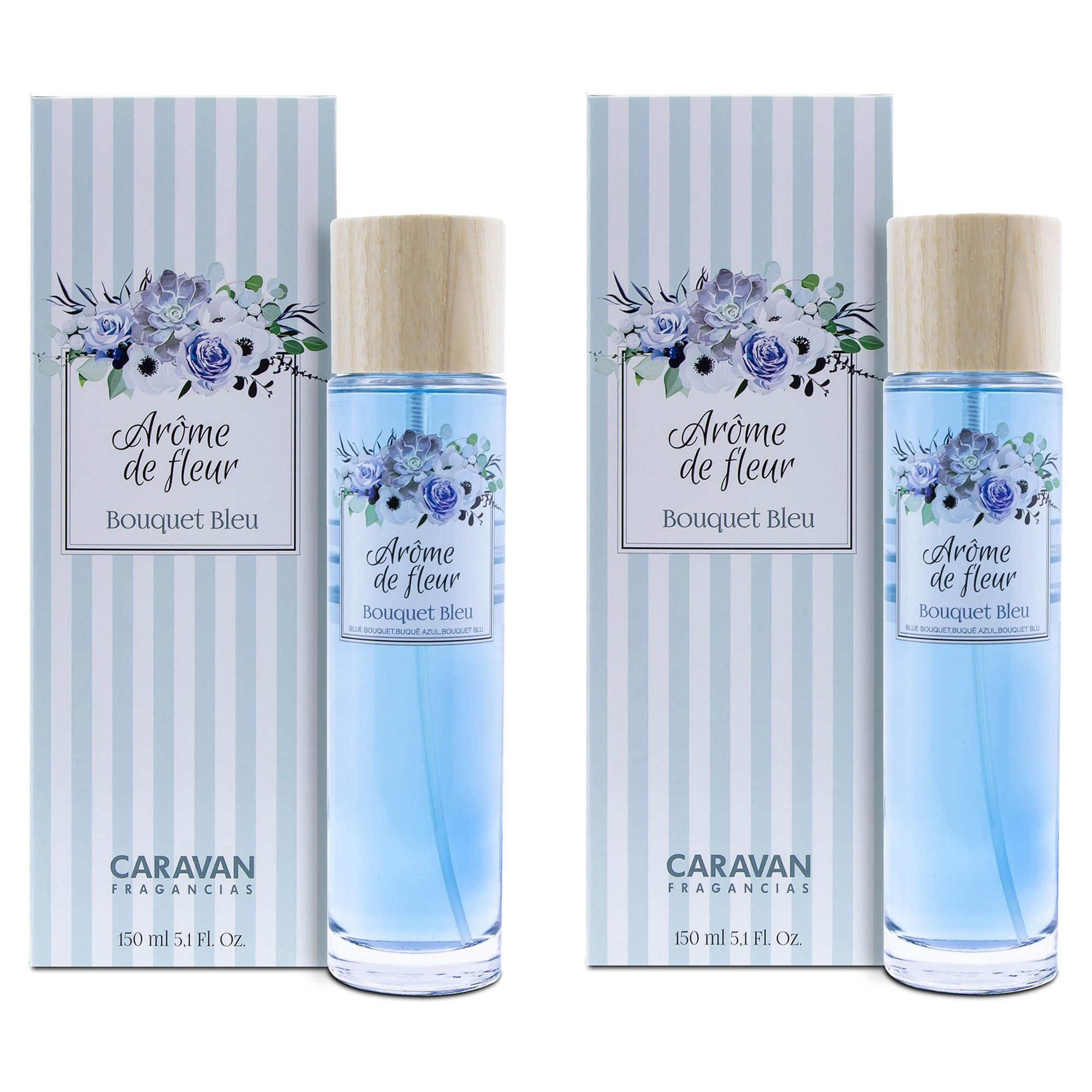 Set de 2 frascos 150 ml caravan arome de fleur bouquet bleu
