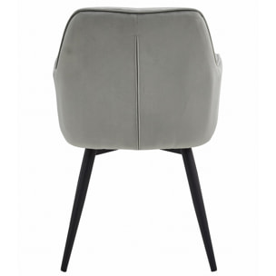 Sedia girevole Jork in velluto grigio argento con gambe nere