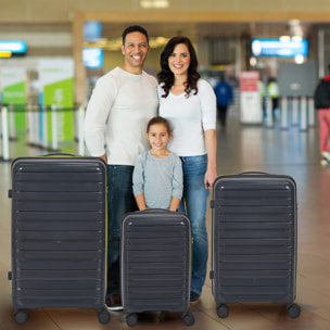 Valise Rome Gris Zip Jaune Fluo X3