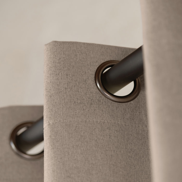 Rideau 100% occultant thermique phonique chiné - Taupe