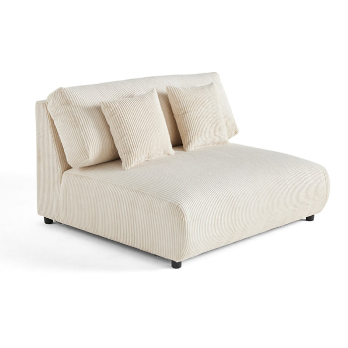 Garance - module d'assise 2 places sans accoudoirs - en velours côtelé - Beige