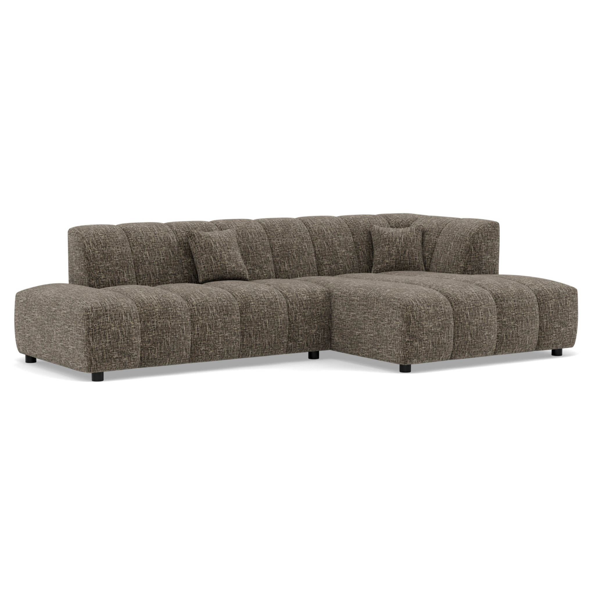 Curtis - canapé d'angle droit 4 places sans accoudoir en tissu texturé - Vert Olive