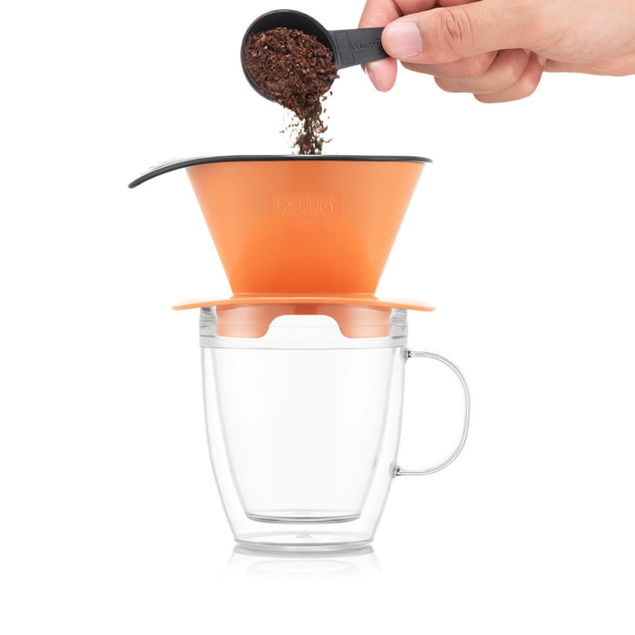 POUR OVER: Set filtre à café individuel et mug isotherme en plastique double paroi, 0.3 l 0.3 L