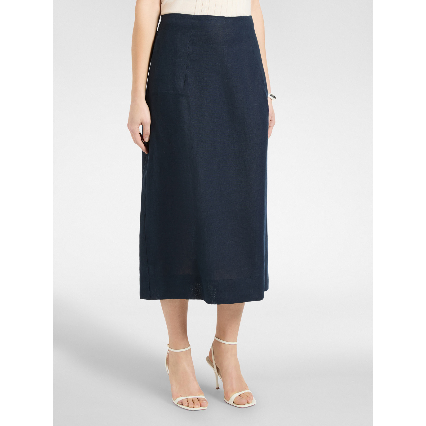 Elena Mirò - Gonna ad A in lino - Blu