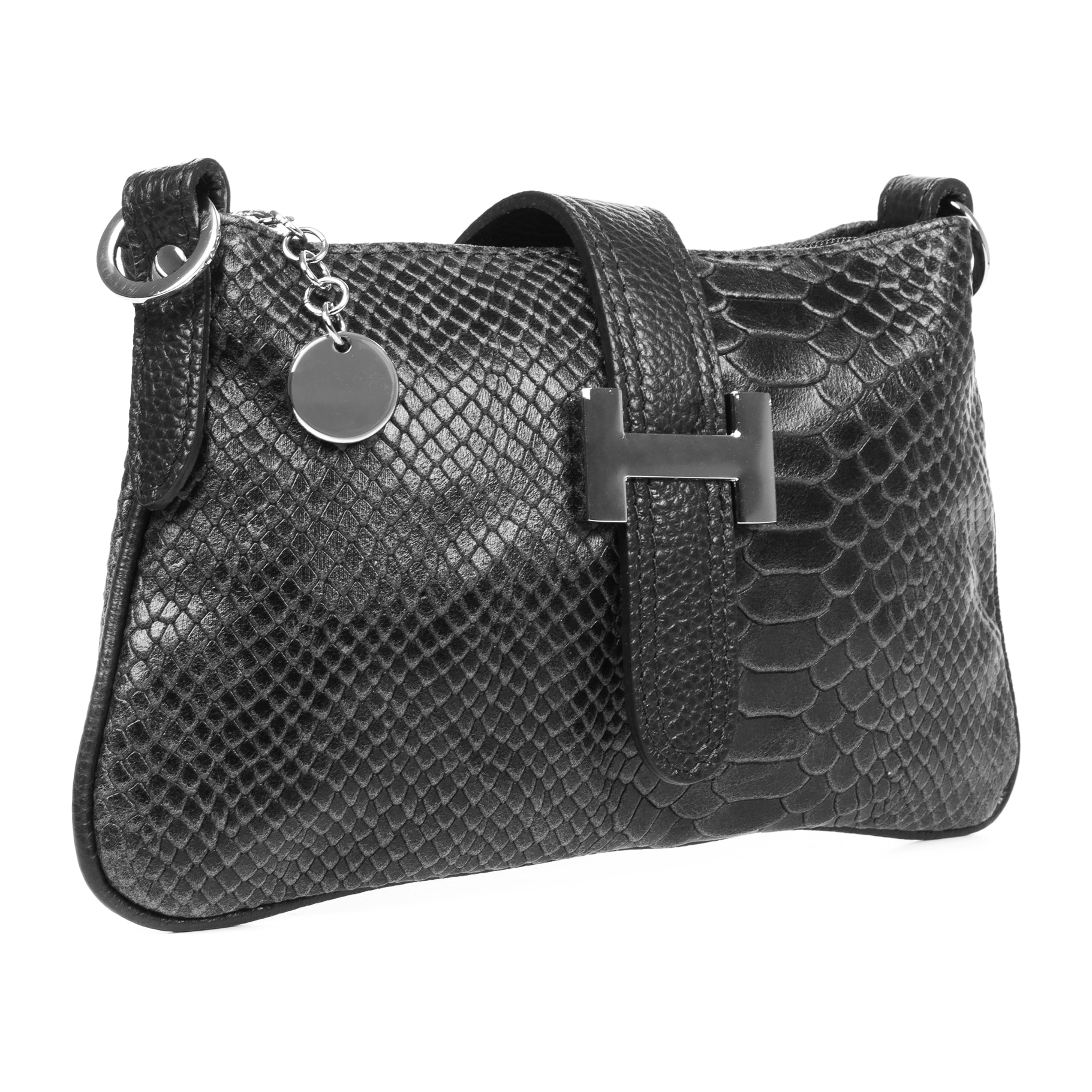 Allerona Bolso de mano Mujer.Piel auténtica Gamuza Grabado Serpiente