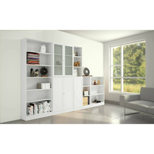 Libreria Bagaladi, Scaffale da ufficio, Mobile portalibri, Biblioteca, 79x28 h203 cm, Bianco