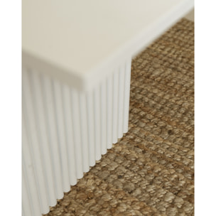Table basse en bois massif ton blanc 120cm Hauteur: 45 Longueur: 120 Largeur: 55