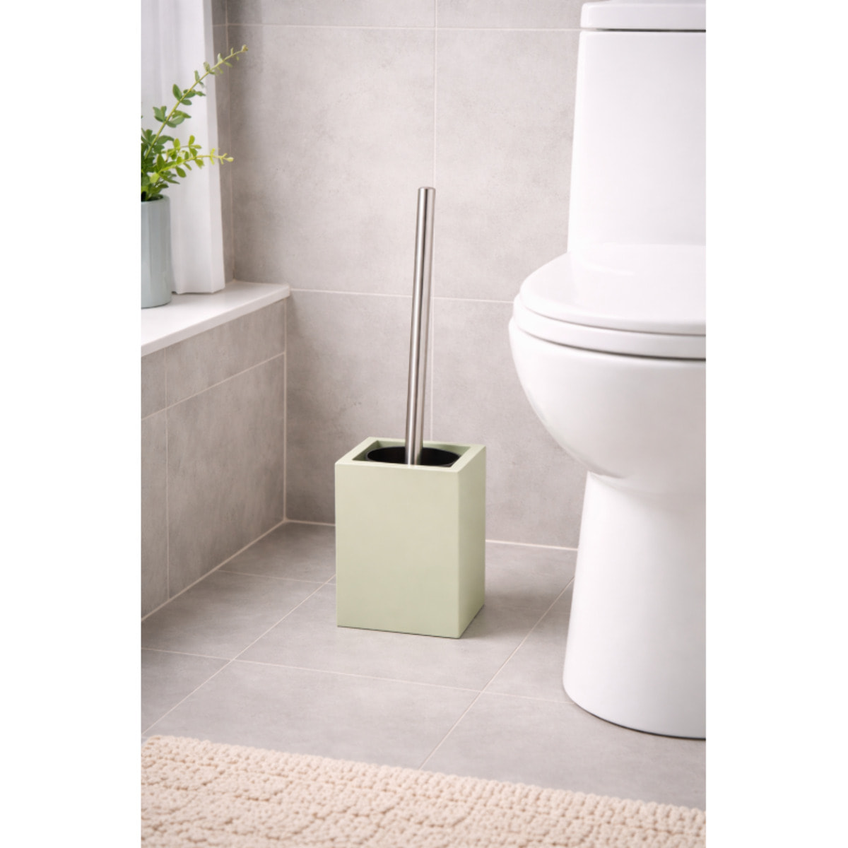 Brosse Wc avec support MDF & Inox Vert Amande MSV