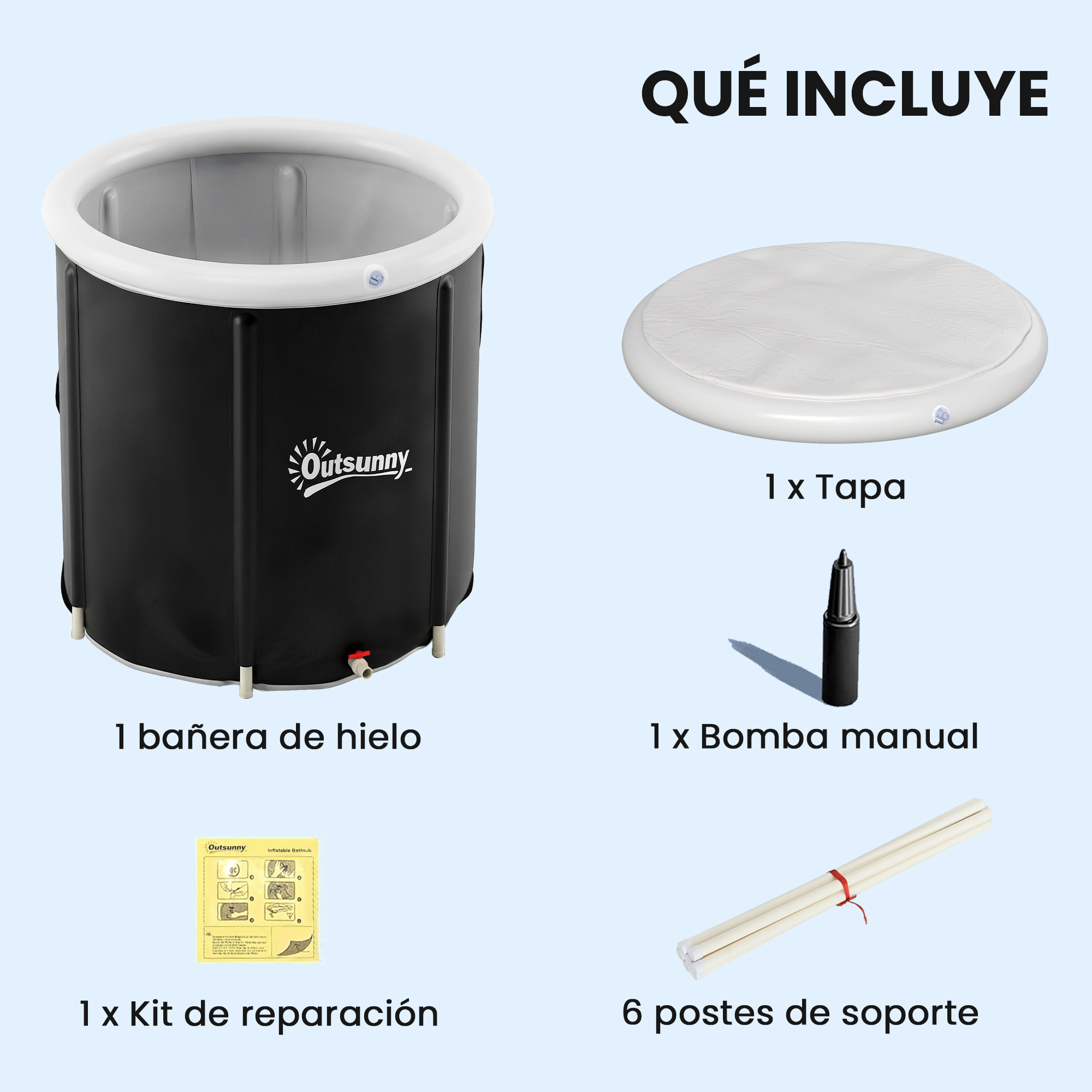 Bañera de Hielo, 280L, Bañera Hinchable Portátil para Recuperación de Atletas en Agua Fría, con Cubierta y Bomba, Barril de Hielo de Múltiples Capas, para Interior y Exterior, Ø78x71 cm