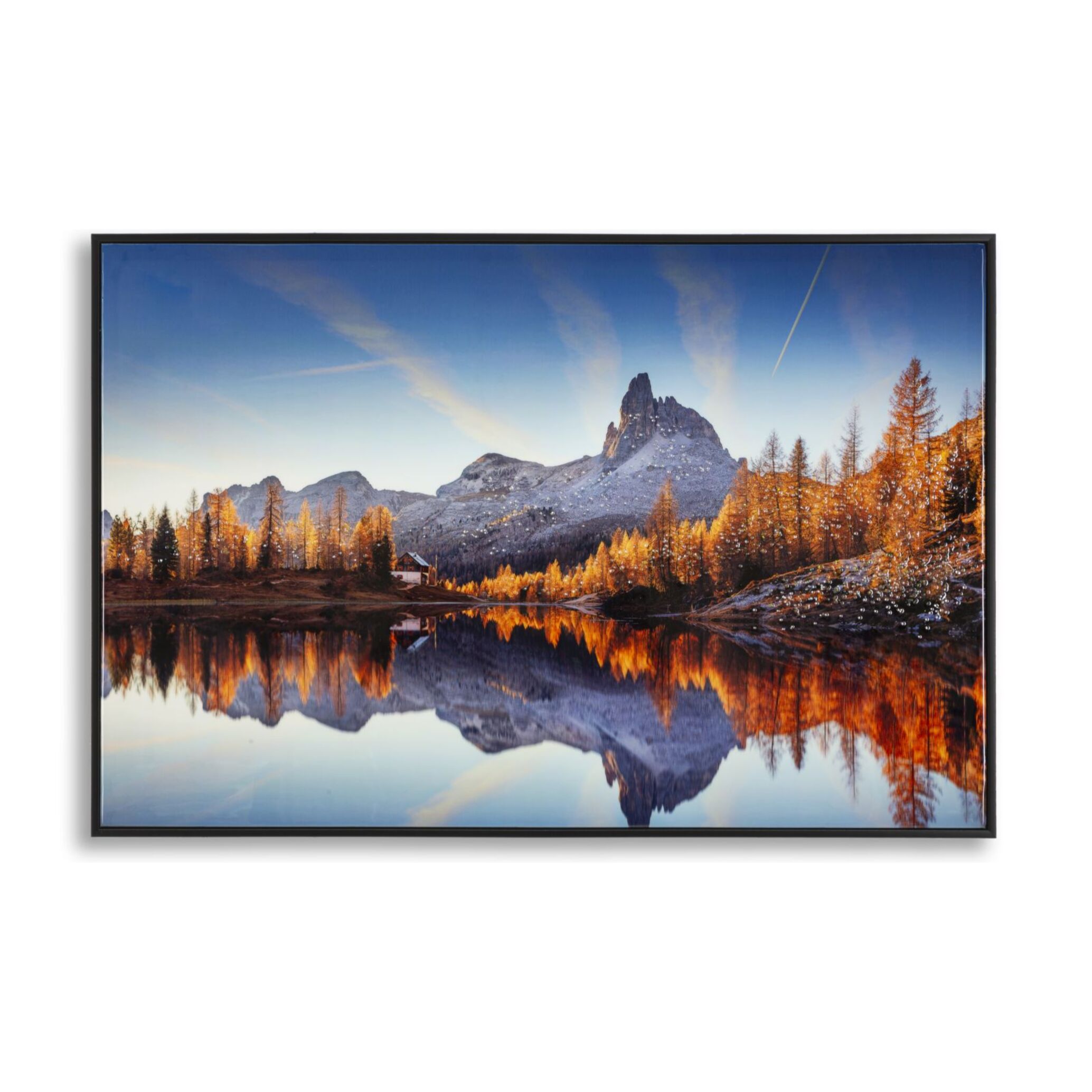 STAMPA SU TELA LACCATA C/CORNICE LAKE CM 90X4X60