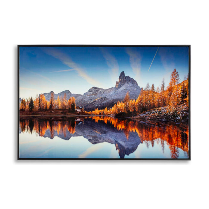 STAMPA SU TELA LACCATA C/CORNICE LAKE CM 90X4X60